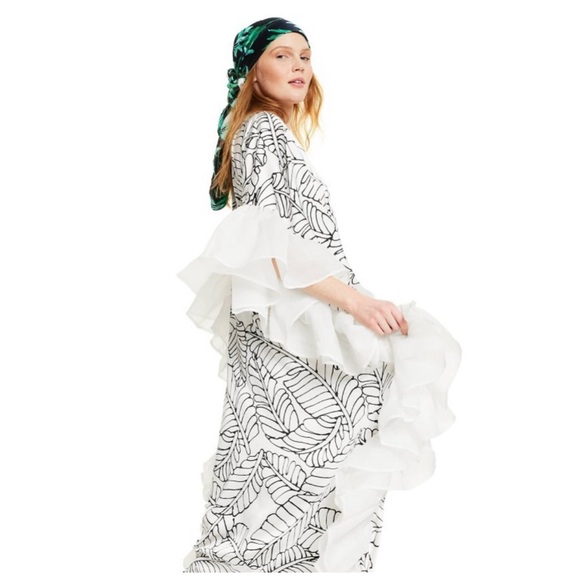 Fe Noel Kaftan- Palm Leaf Print Ruffle Trim Cover Up Dress- Fe Noel x Target - Picture 10 of 14